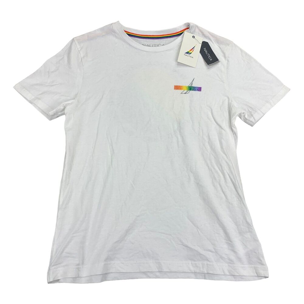Nautica Mens Pride We Are One Graphic Crewneck Short Sleeve T-Shirt White S